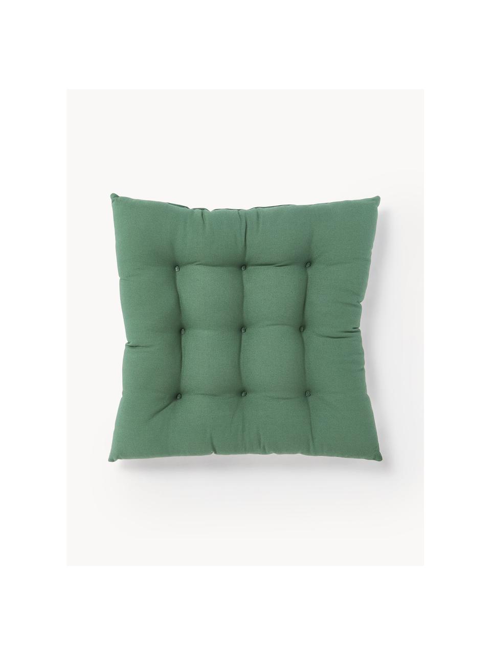 Cojines de asiento Ava, 2 uds., Funda: 100% algodón, Verde oscuro, An 40 x L 40 cm