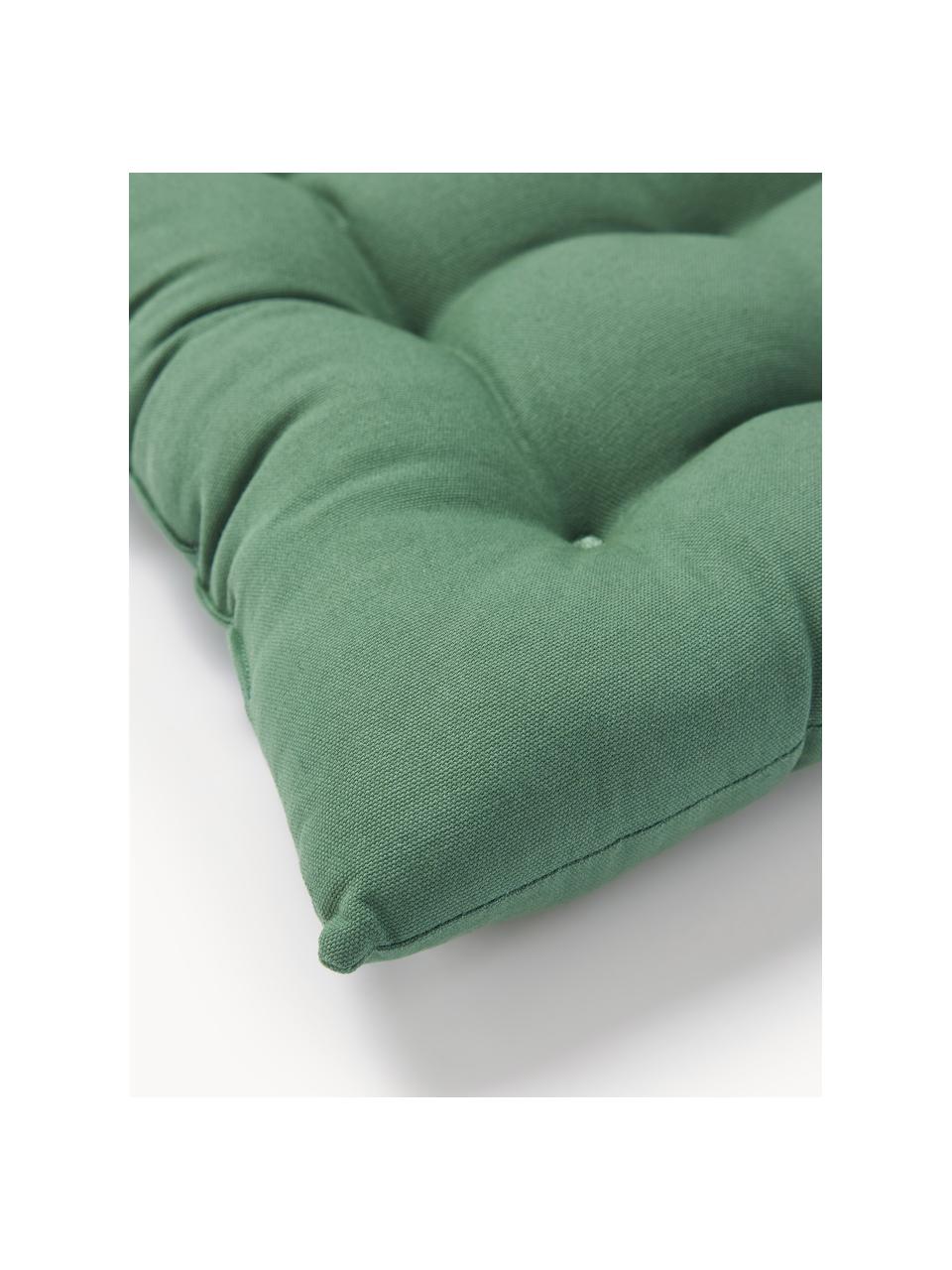 Cojines de asiento Ava, 2 uds., Funda: 100% algodón, Verde oscuro, An 40 x L 40 cm