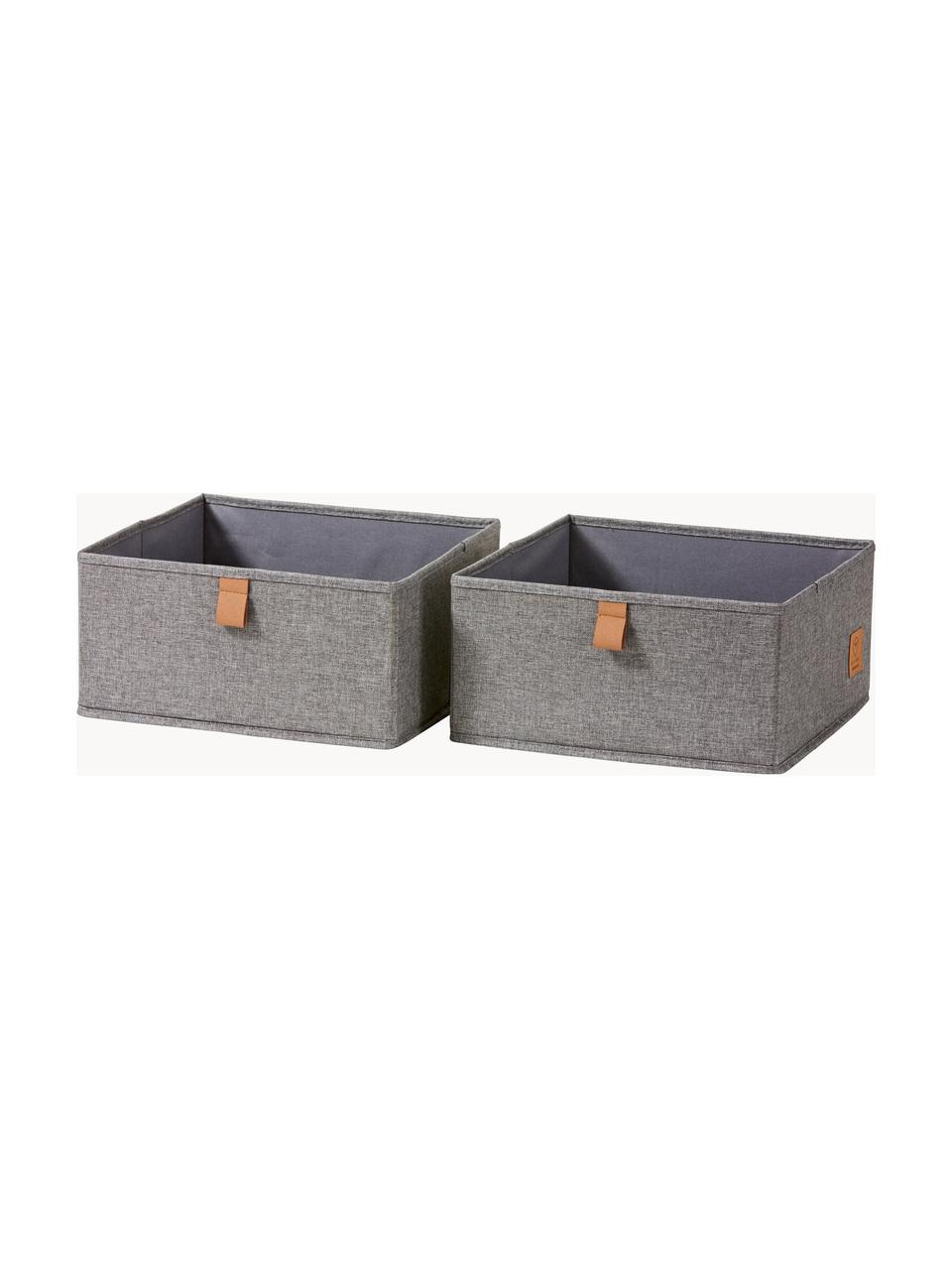 Boîtes de rangement Premium, 2 pièces, Gris foncé, brun, larg. 30 x haut. 30 cm