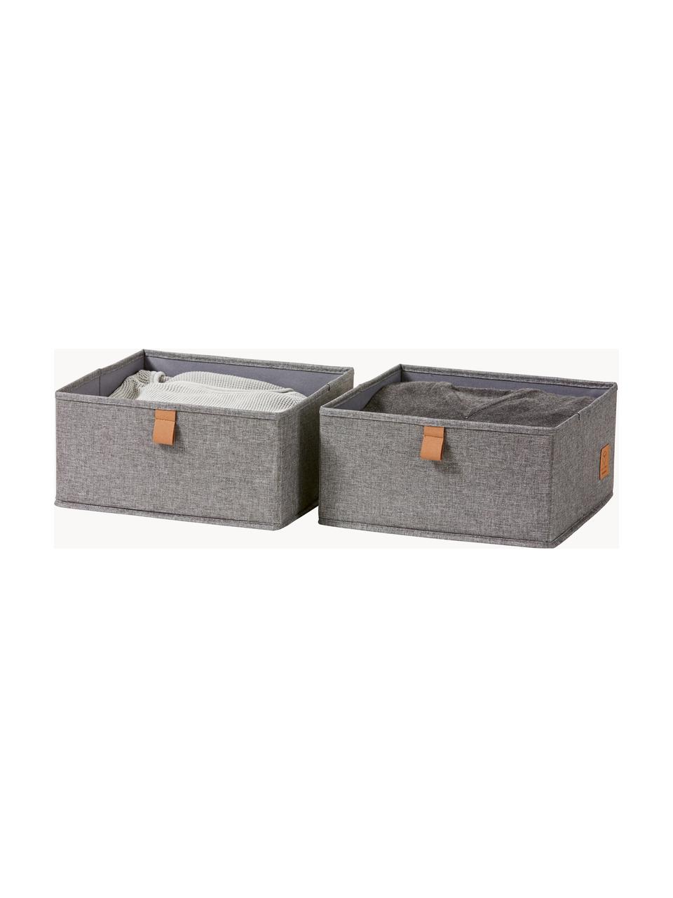 Boîtes de rangement Premium, 2 pièces, Gris foncé, brun, larg. 30 x haut. 30 cm