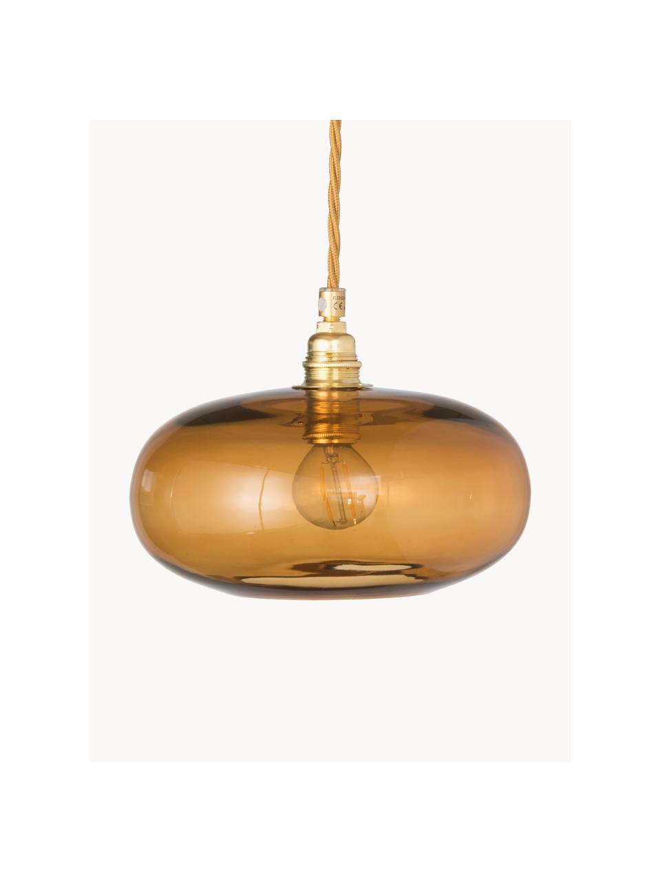 Lampa wisząca ze szkła dmuchanego Horizon, Stelaż: metal powlekany, Jasny brązowy, odcienie złotego, Ø 21 x W 14 cm