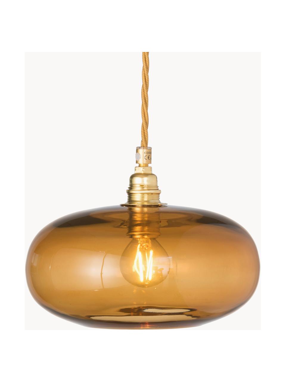 Lámpara de techo pequeña Horizon, Pantalla: vidrio tintado, Estructura: metal recubierto, Cable: cubierto en tela, Beige, dorado, Ø 21 x Al 14 cm