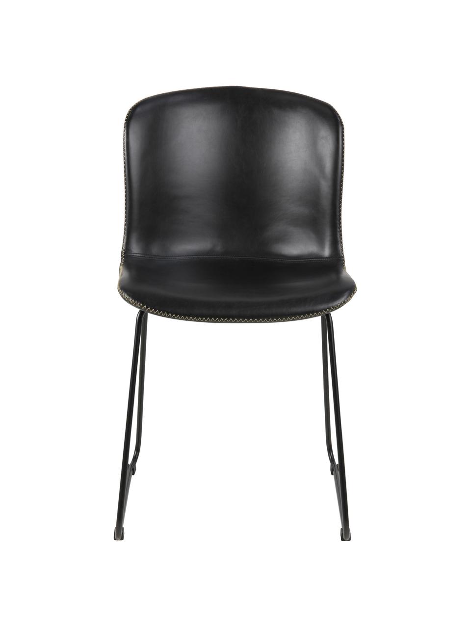 Krzesło tapicerowane ze sztucznej skóry Story, 2 szt., Tapicerka: sztuczna skóra, Nogi: metal malowany proszkowo, Czarny, S 47 x G 51 cm