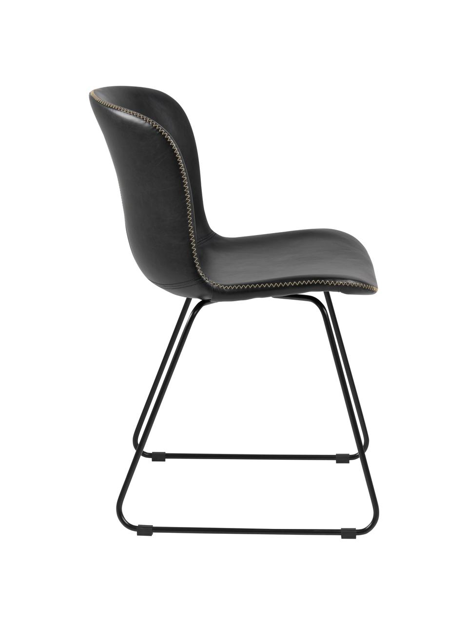 Kunstleren stoelen Story, 2 stuks, Bekleding: kunstleer, Poten: gepoedercoat metaal, Zwart, 47 x 51 cm