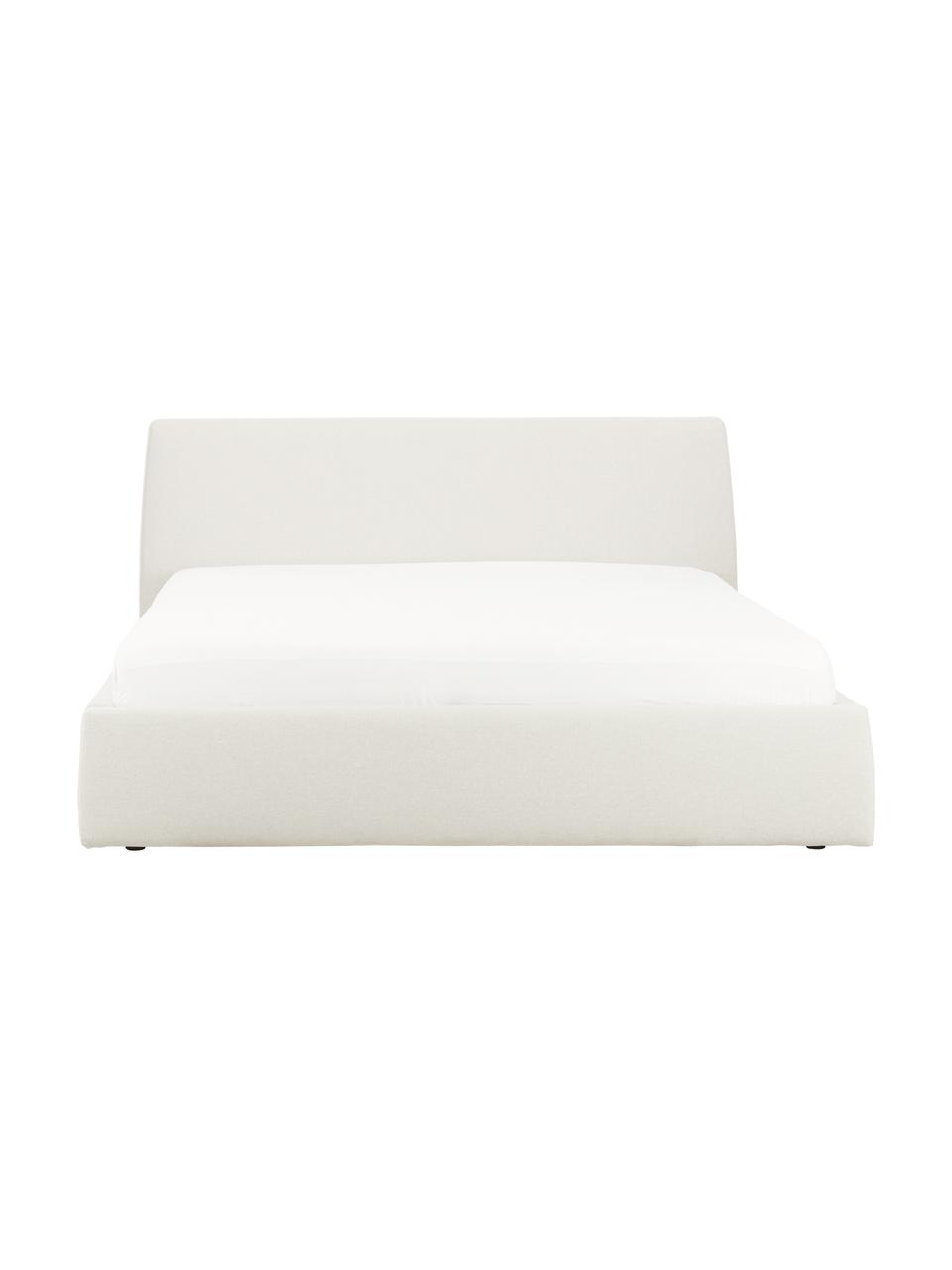 Łóżko tapicerowane z miejscem do przechowywania Cloud, Tapicerka: 100% poliester (tkanina s, Korpus: lite drewno sosnowe z cer, Beżowa tkanina, 160 x 200 cm