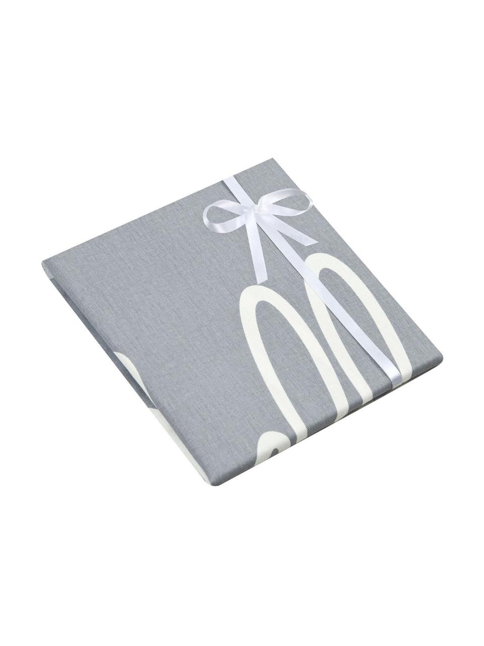 Kissenhülle Hello mit Schriftzug in Grau/Weiss, 100% Baumwolle, Panamabindung, Grau, Creme, 40 x 40 cm