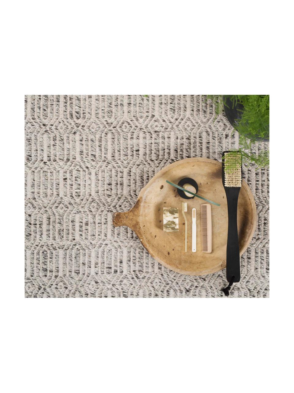 Handgewebter Teppich Justin, Elfenbeinfarben, Grau, B 140 x L 200 cm (Größe S)
