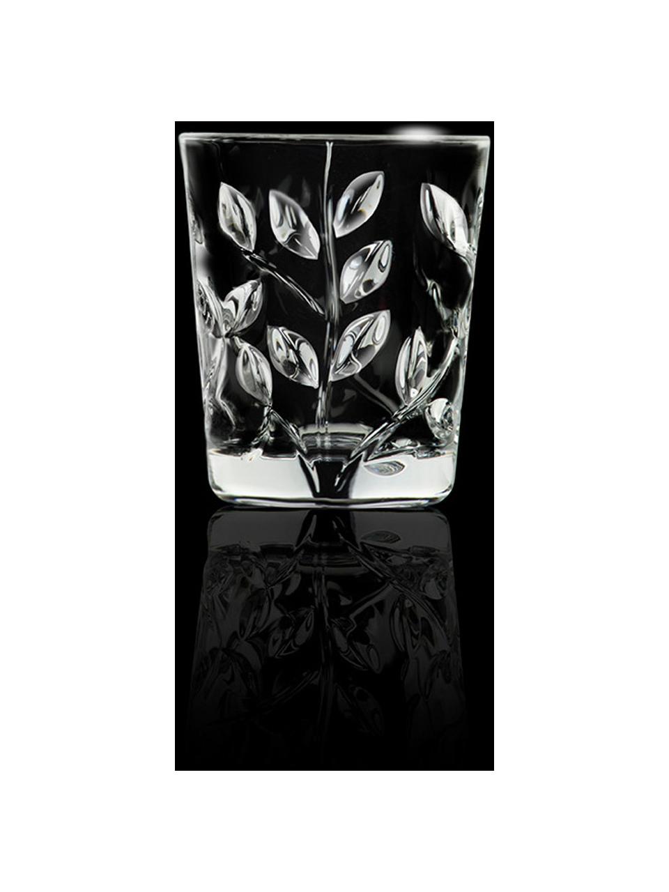 Vasos de chupito de cristal con relive Laurus, 6 uds., Cristal, Transparente, Ø 5 x Al 6 cm, 60 ml