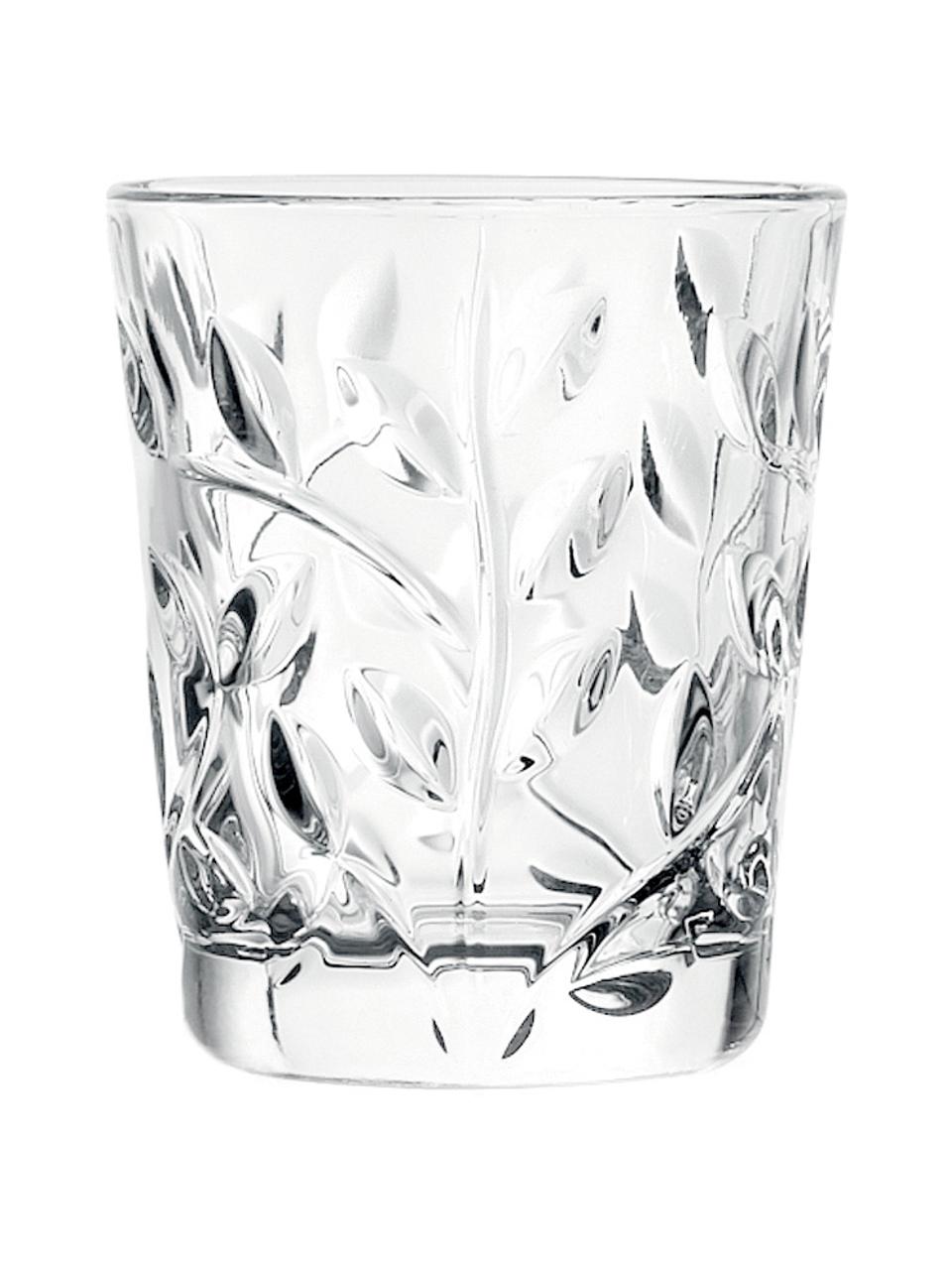 Vasos de chupito de cristal con relive Laurus, 6 uds., Cristal, Transparente, Ø 5 x Al 6 cm, 60 ml
