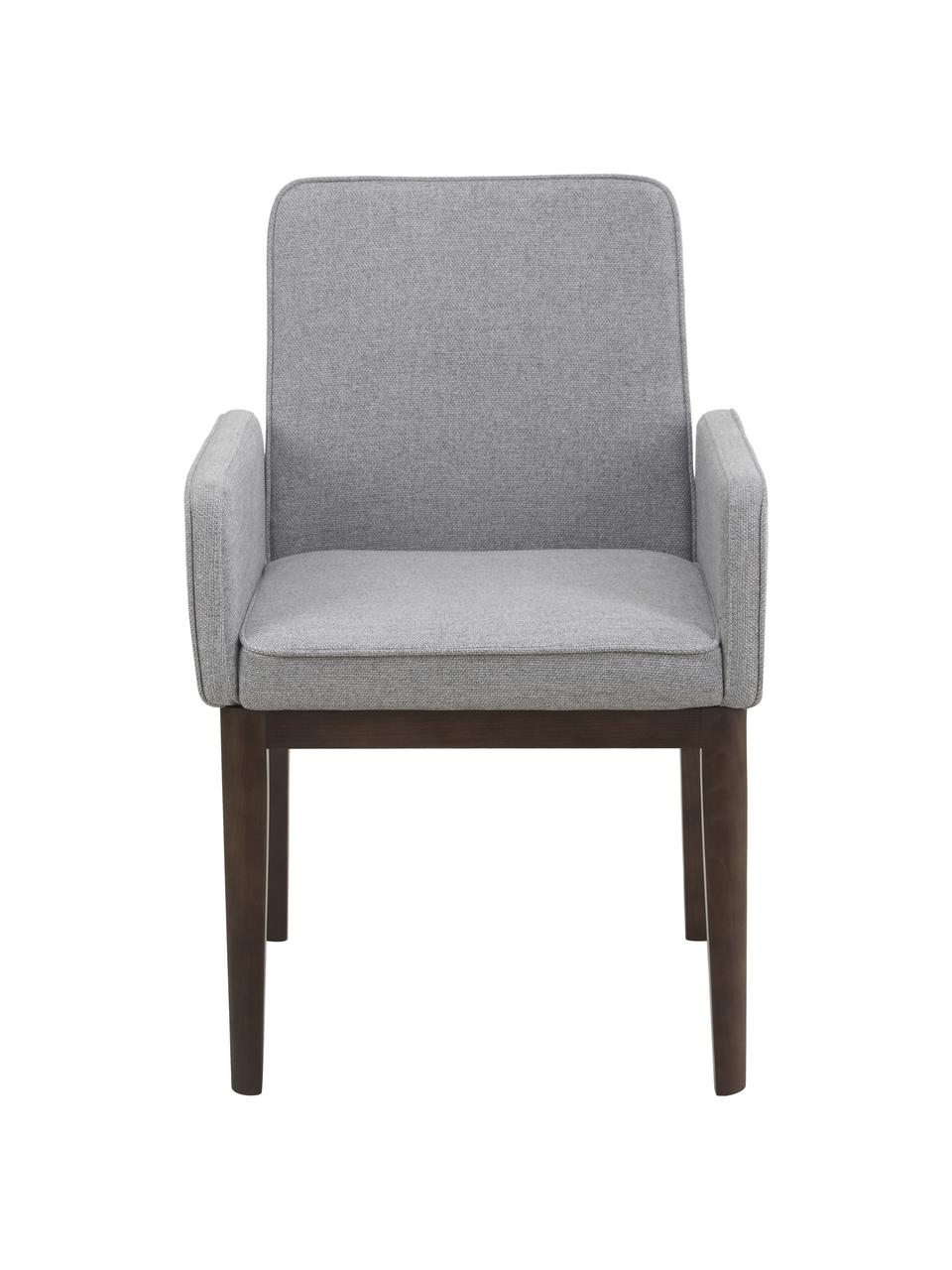 Gestoffeerde fauteuil Koga in grijs, Bekleding: 100% polyester De slijtva, Poten: essenhout, Frame: metaal, Geweven stof grijs, B 54 x H 86 cm