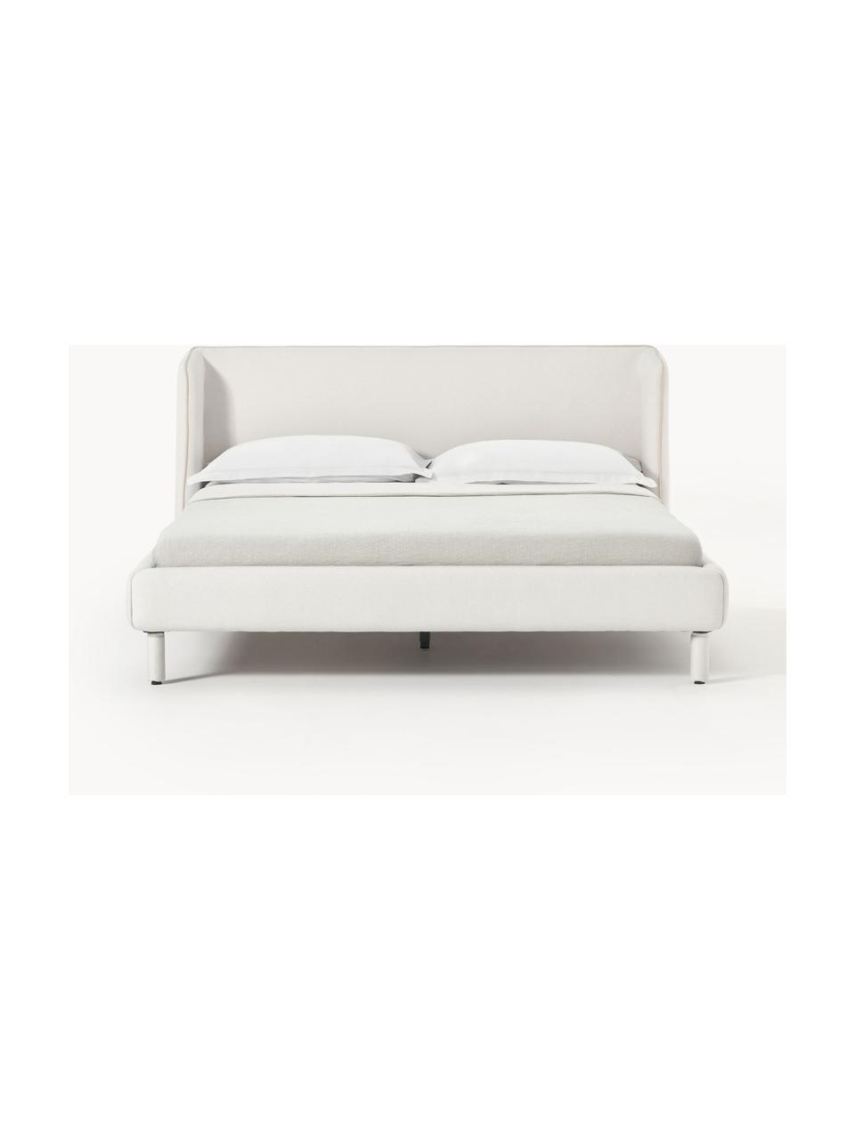 Letto imbottito Luma, Rivestimento: 100% poliestere Il rivest, Piedini: metallo, poliestere, Tessuto beige chiaro, Larg. 140 x Lung. 200 cm