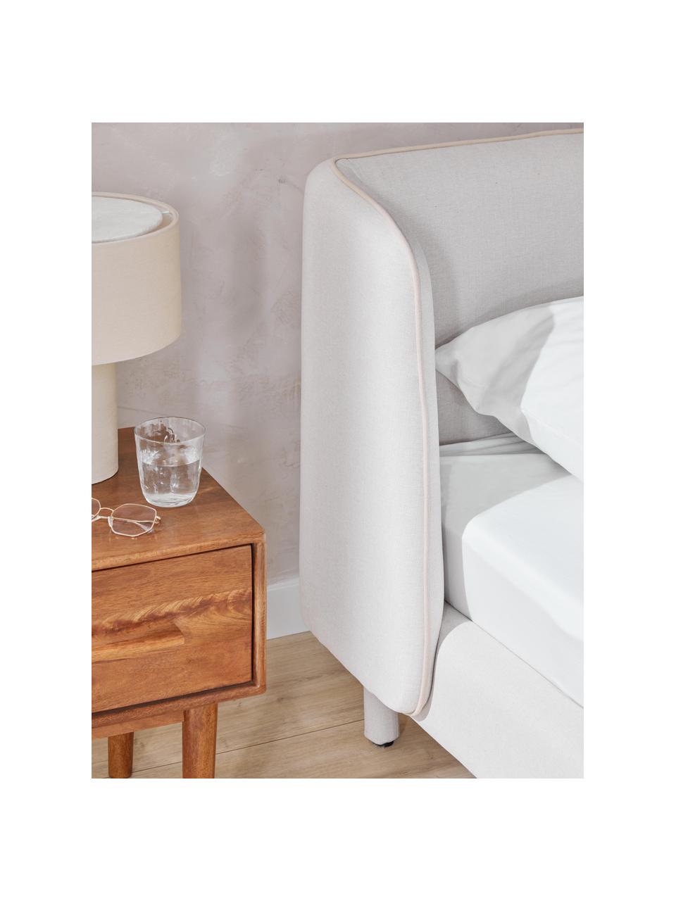 Cama tapizada Luma, con cabecero, Tapizado: 100% poliéster Alta resis, Estructura: madera contrachapada con , Patas: metal, poliéster, Tejido beige claro, An 140 x L 200 cm