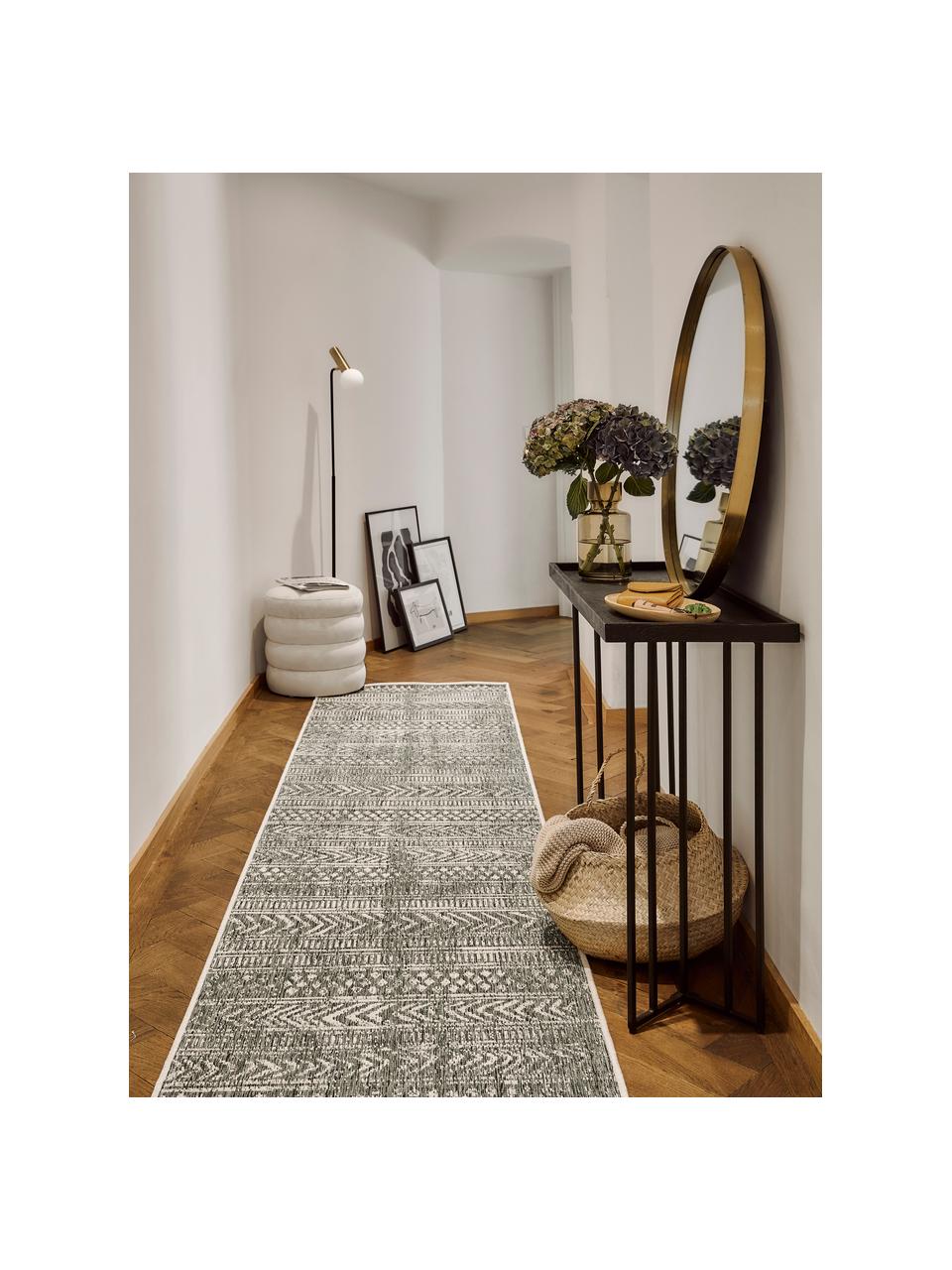 Alfombra reversible de interior/exterior Tilos, 100% polipropileno, Gris, crema, An 80 x L 250 cm