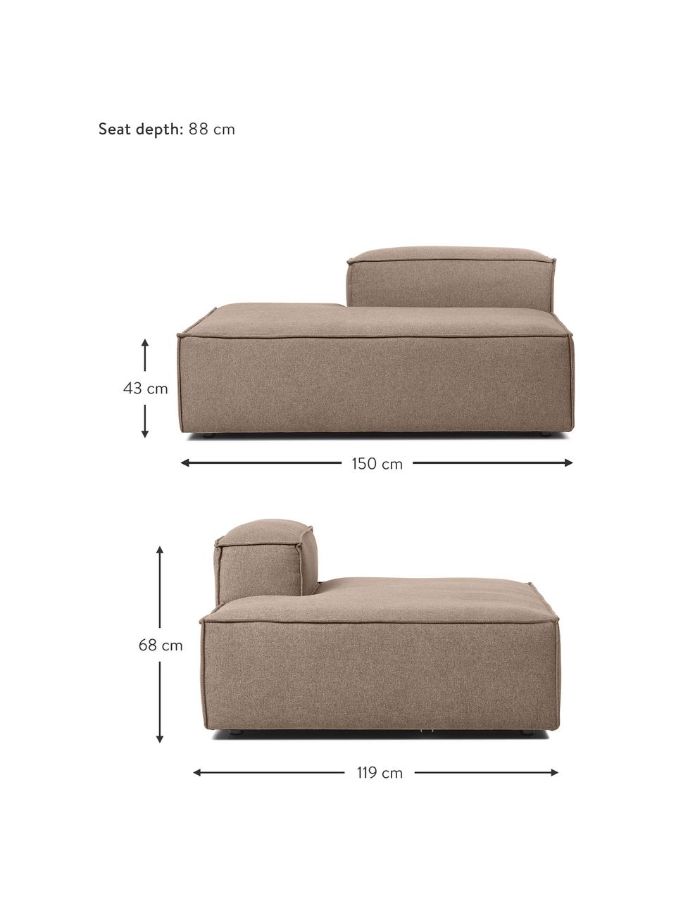 Ottomane-Modul Lennon, Bezug: 100% Polyester Der strapa, Gestell: Massives Kiefernholz, FSC, Füße: Kunststoff, Webstoff Braun, B 150 x H 68 cm, Rückenlehne rechts