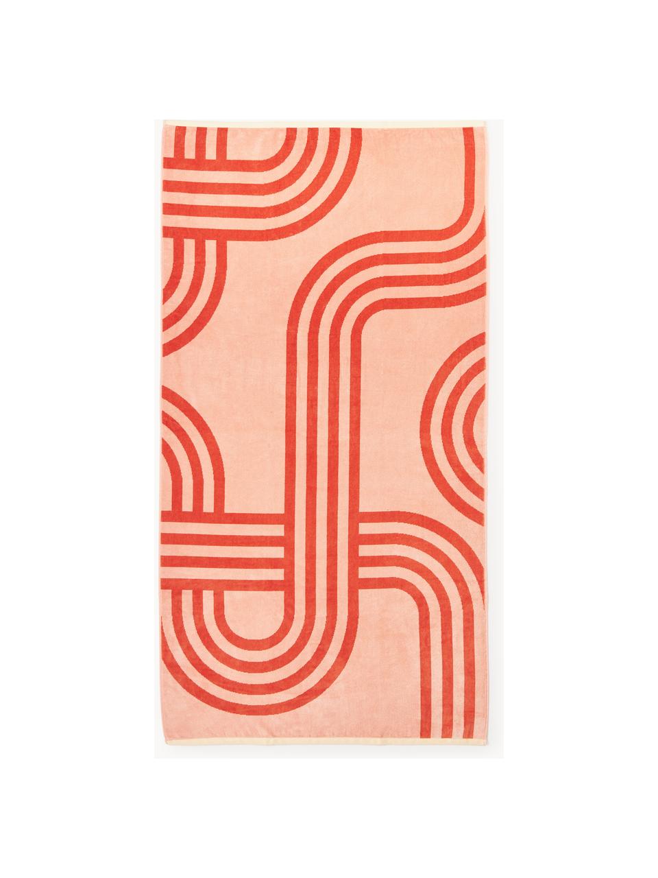 Ręcznik plażowy Shiloh, Brzoskwiniowy, terakota, S 90 x D 170 cm