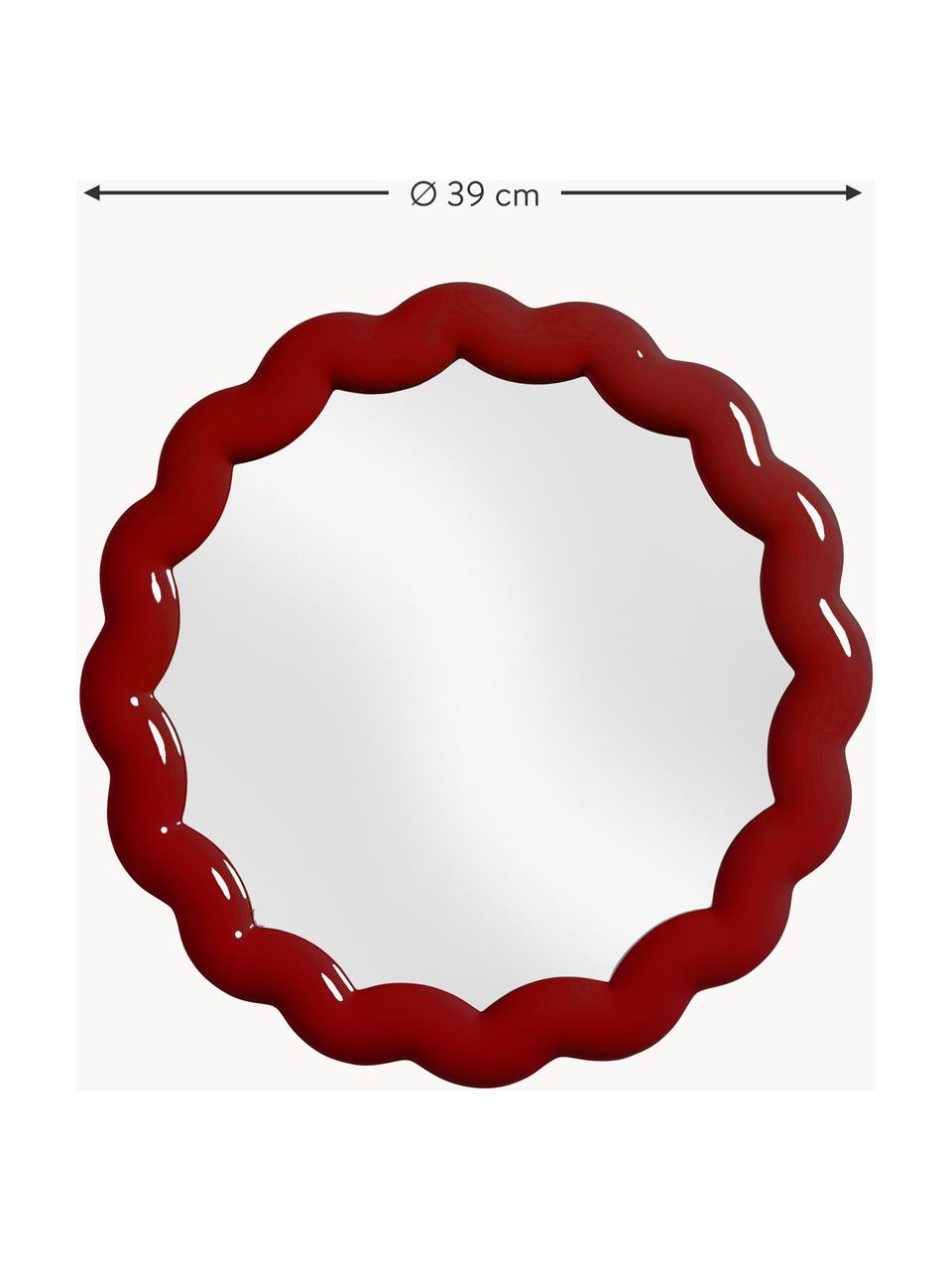 Kulaté nástěnné zrcadlo Zigzag, Vínově červená, Ø 39 cm