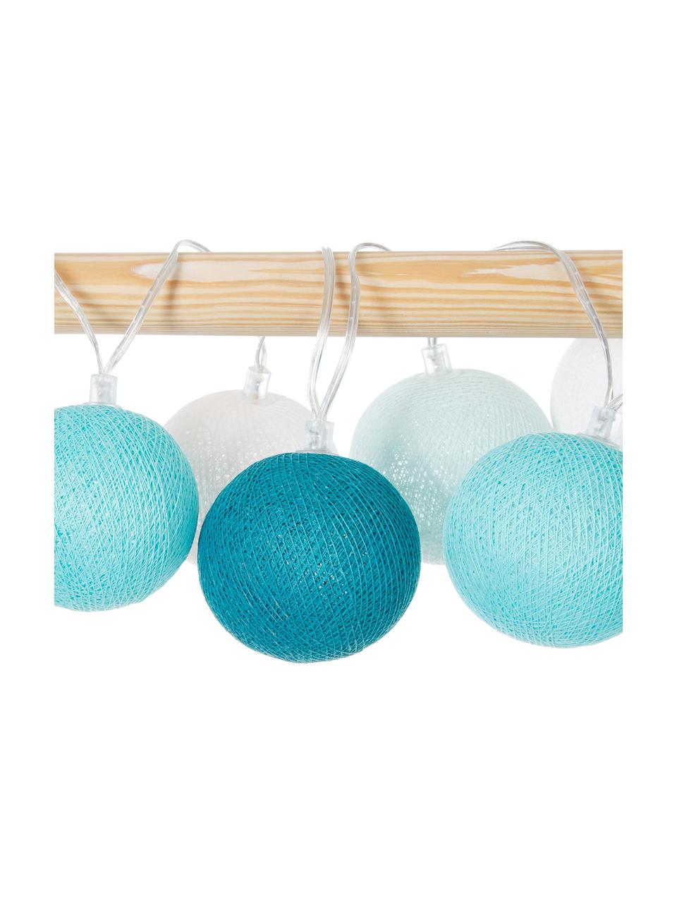 Ghirlanda a LED Colorain, 378 cm, 20 lampioni, Bianco, tonalità blu, Lung. 378 cm