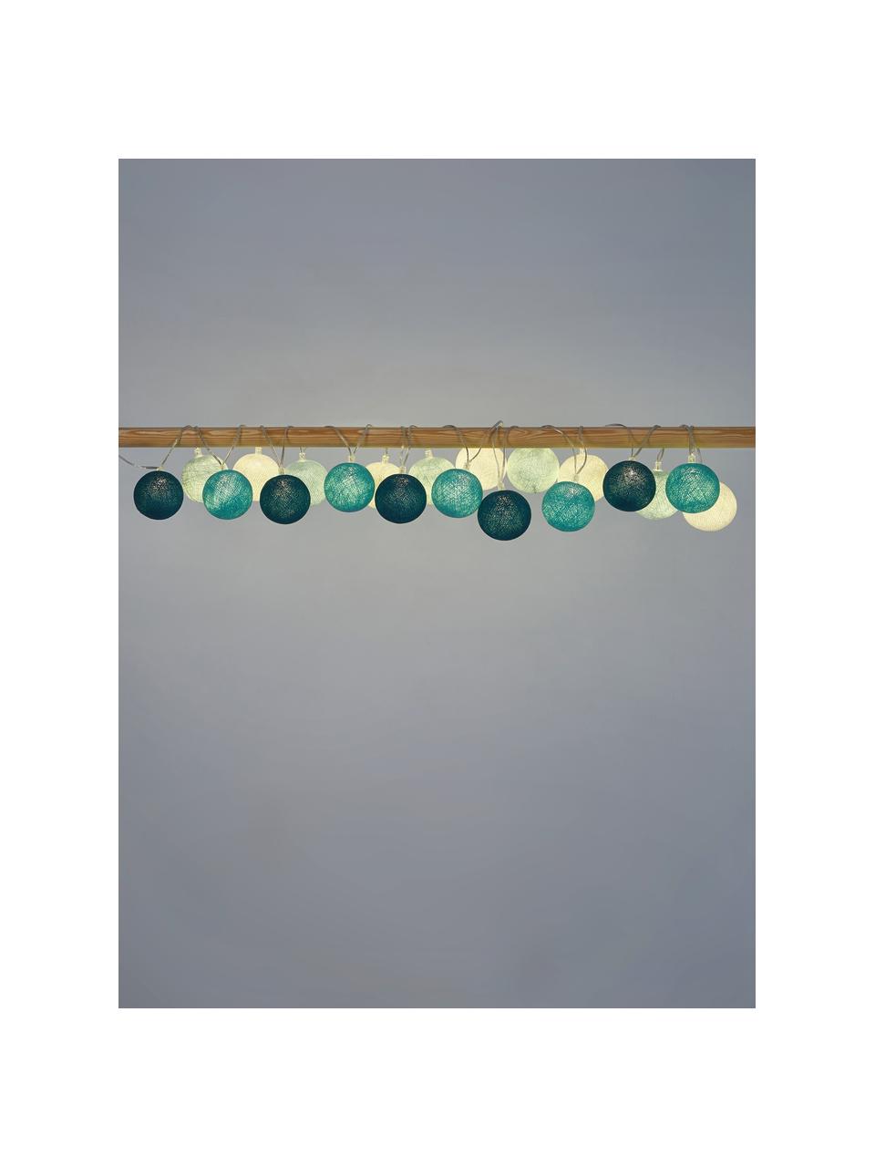LED lichtslinger Colorain, 378 cm, Lampions: polyester, WFTO gecertifi, Wit, blauwtinten, L 378 cm