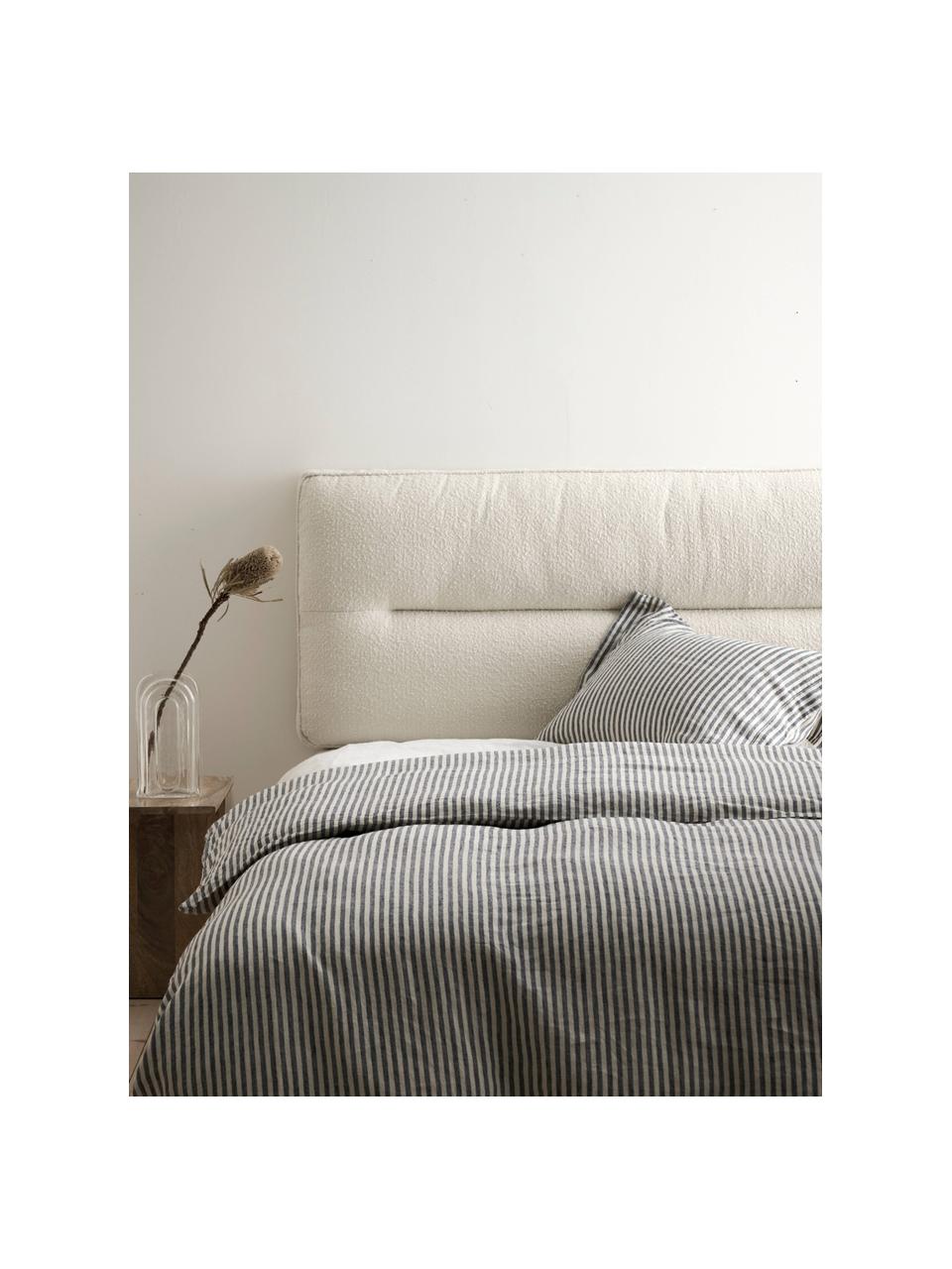 Cabecero acolchado en tejido bouclé Sleep, Tapizado: tejido bouclé, Estructura: madera contrachapada, tab, Blanco, negro, An 180 x Al 60 cm