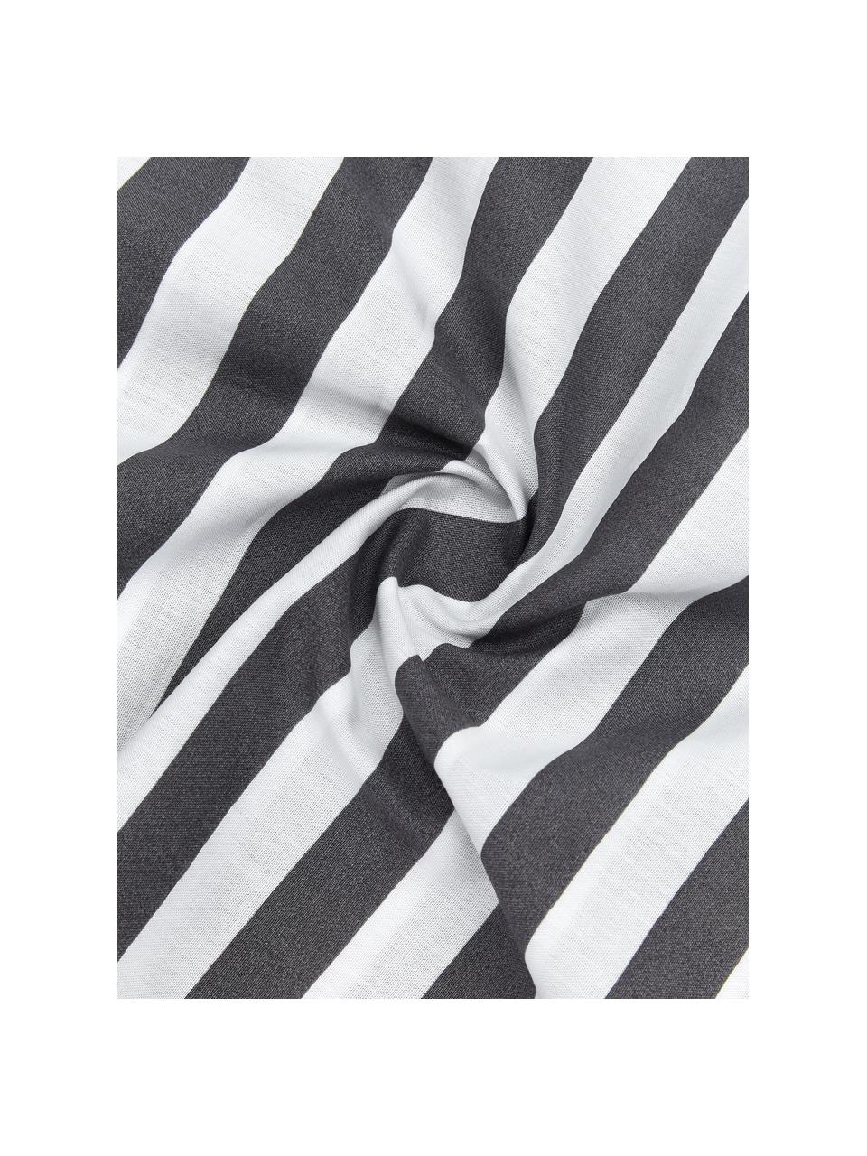 Pruhované povlečení z bavlněného perkálu Yuliya, Tmavě šedá, bílá, 135 x 200 cm + 1 polštář 80 x 80 cm