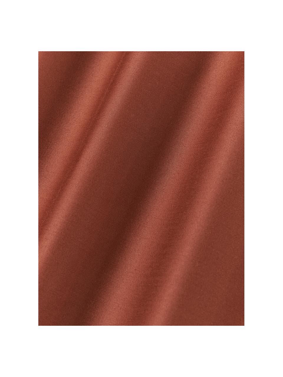 Lenzuolo con angoli topper in raso di cotone Premium, Terracotta, Larg. 90 x Lung. 200 cm, Alt. 15 cm