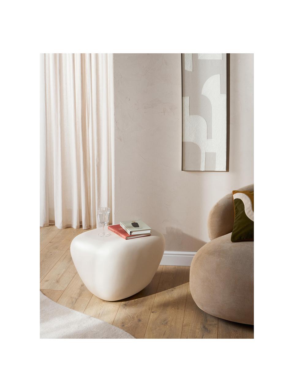 Table d'appoint de forme organique Pietra, Plastique en fibre de verre, laqué, Blanc, larg. 44 x haut. 38 cm