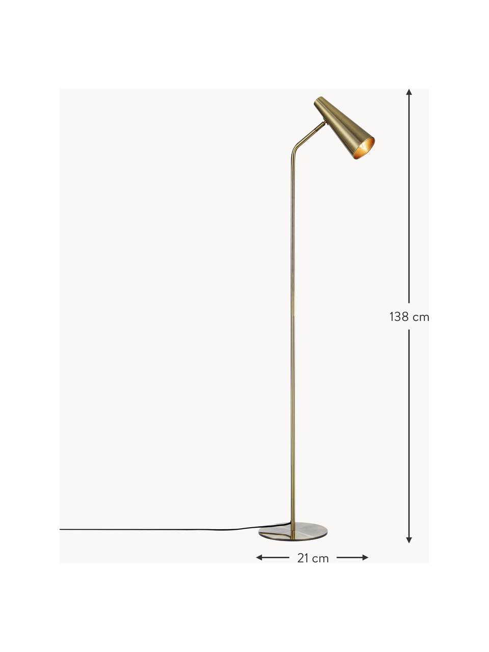 Lampada da lettura in metallo Peak, Lampada: metallo rivestito, Dorato, Alt. 138 cm