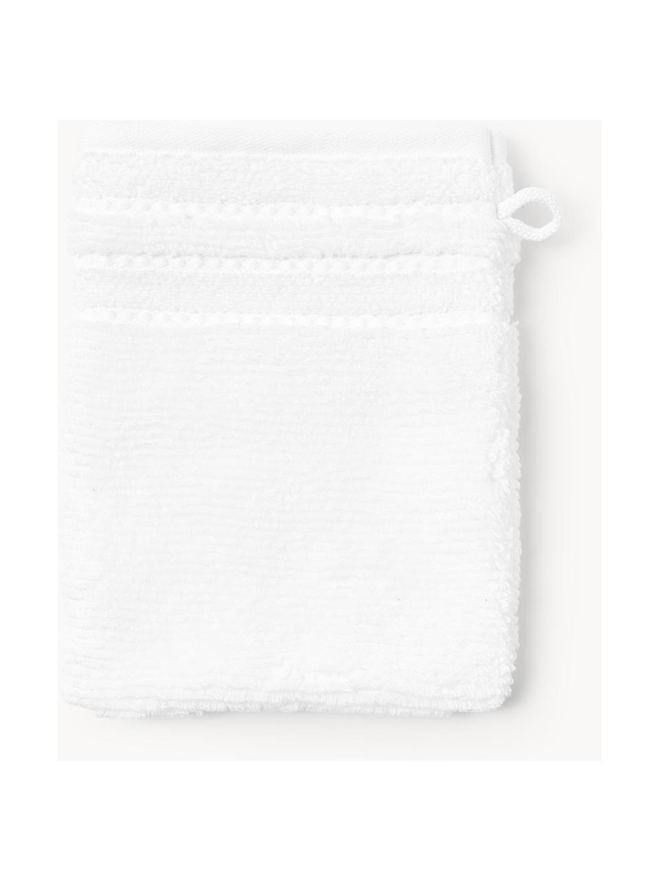 Gants de toilette avec bordure décorative Luxe, 2 pièces, Blanc, Gants de toilette, larg. 16 x haut. 22 cm