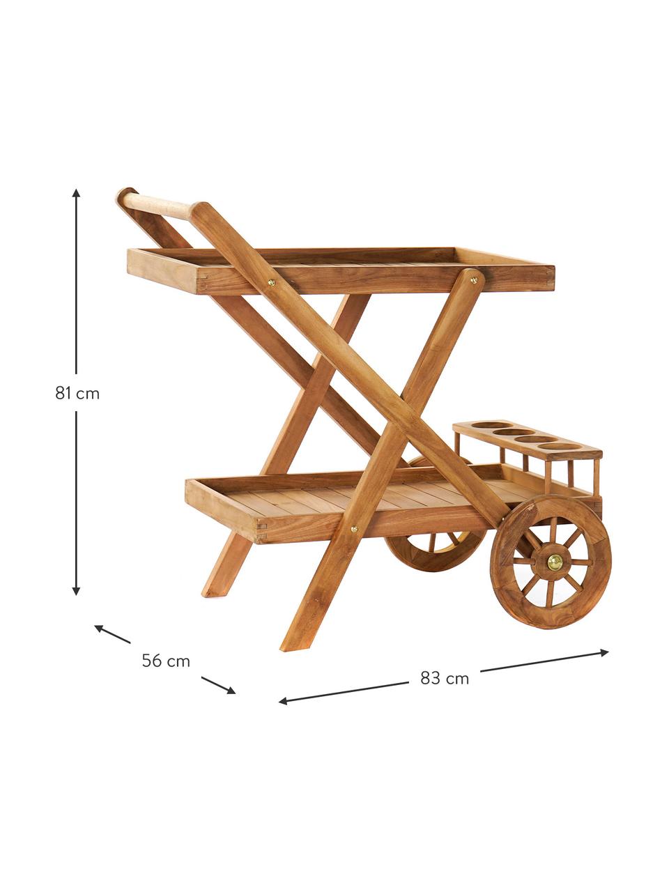 Stolik pomocniczy  z drewna tekowego Fredi, Drewno tekowe, Beżowy, S 83 x G 56 cm