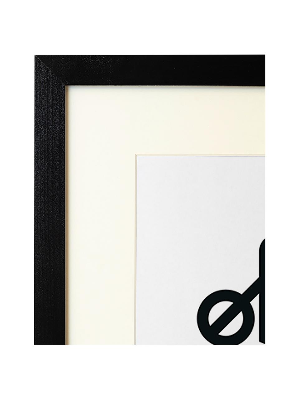 Ingelijste digitale print Oh Yes, Lijst: beukenhout FSC-gecertific, Zwart, wit, B 33 x H 43 cm