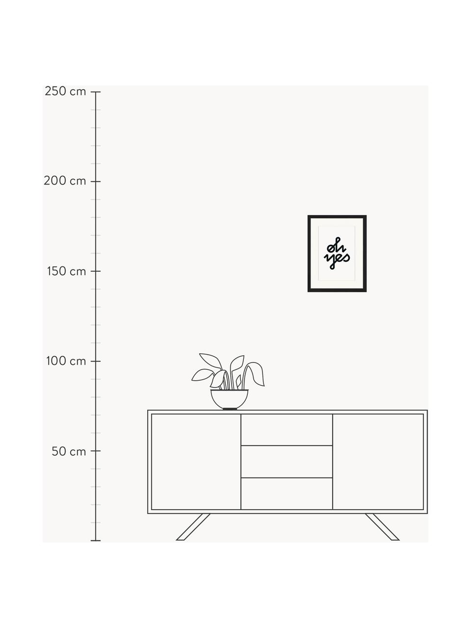 Digitálna tlač v ráme Oh Yes, Čierna, biela, Š 33 x V 43 cm