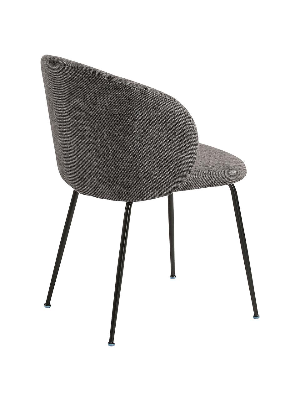 Gestoffeerde stoel Minna, Bekleding: geweven stof, Frame: gecoat metaal, Donkergrijs, zwart, B 57 x D 56 cm