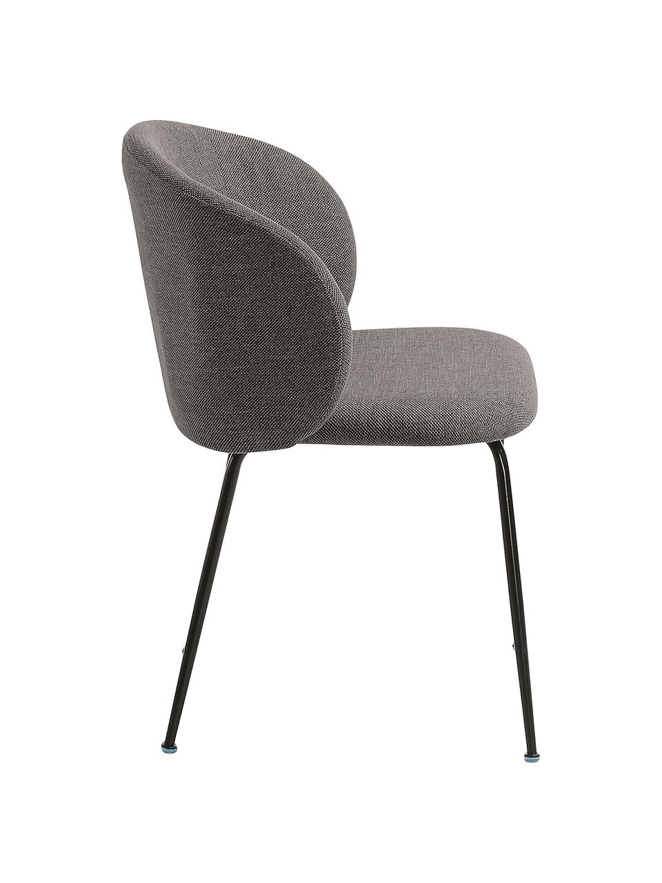 Krzesło tapicerowane Minna, Tapicerka: tkanina, Stelaż: metal powlekany, Ciemny  szary, czarny, S 57 x G 56 cm