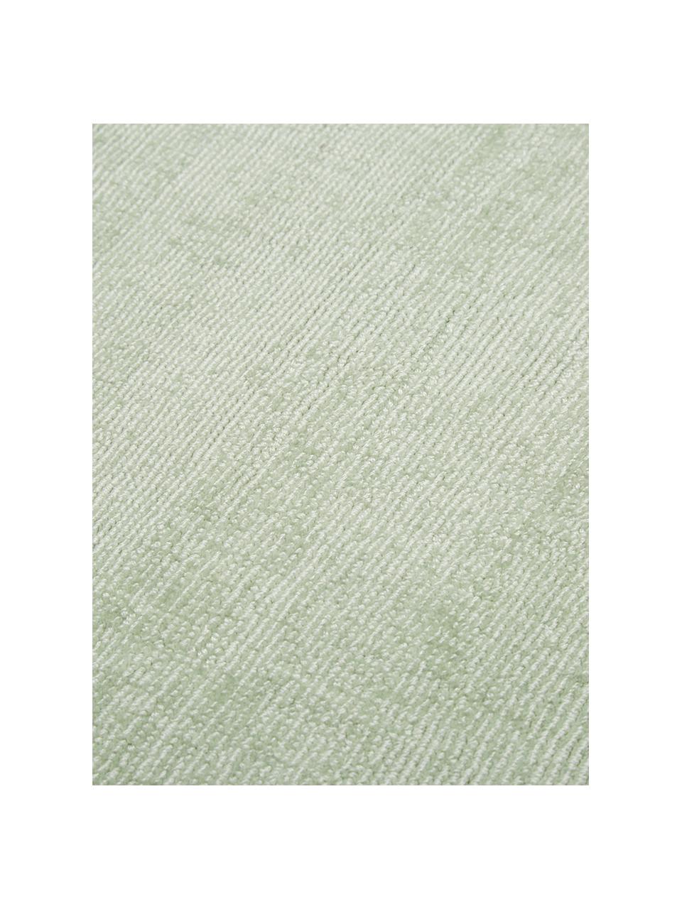 Rond viscose vloerkleed Jane, handgeweven, Onderzijde: 100% katoen Het in dit pr, Saliegroen, Ø 150 cm (maat M)