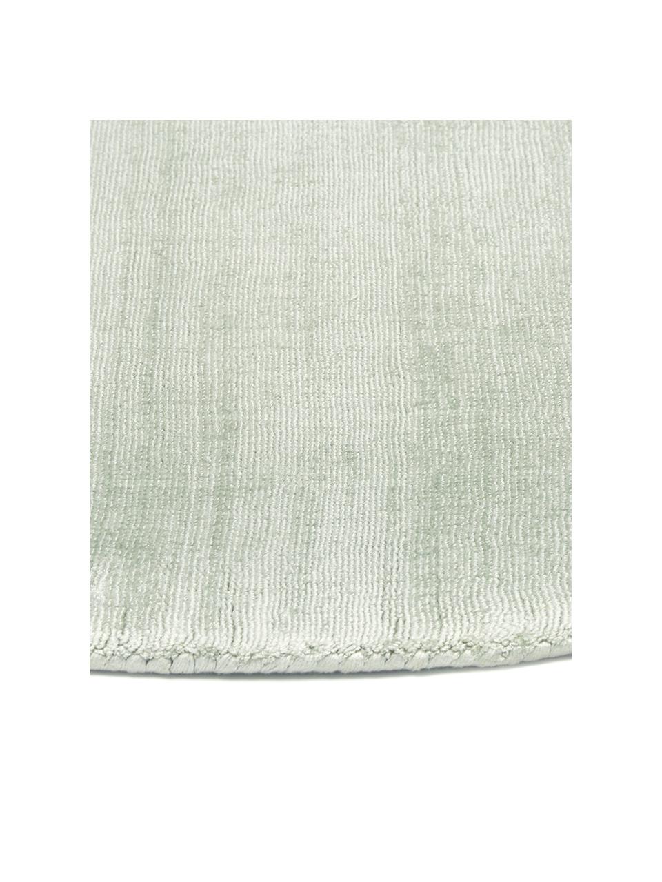 Okrągły ręcznie tkany dywan z wiskozy Jane, Szarozielony, Ø 150 cm (Rozmiar M)