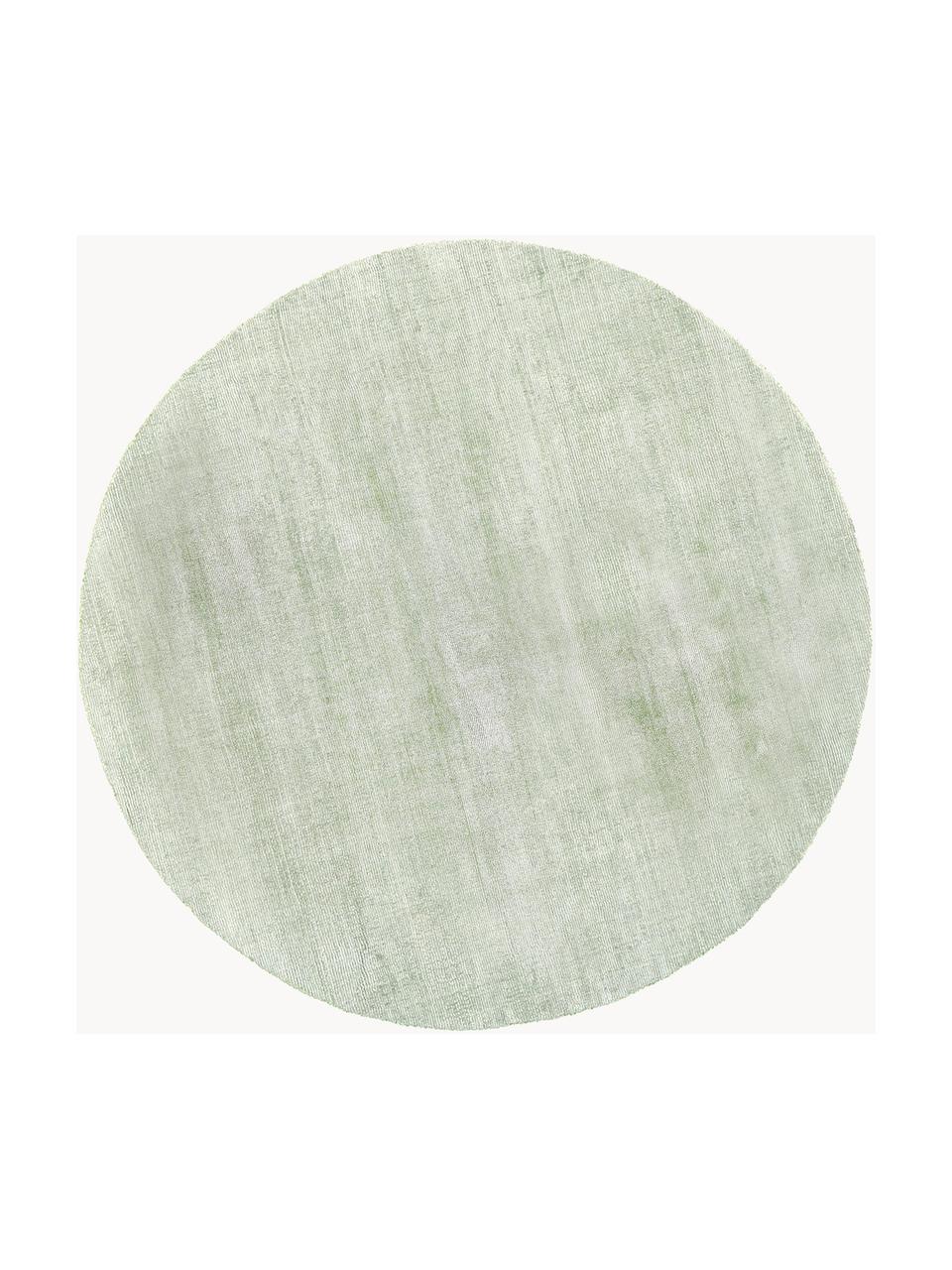Rond viscose vloerkleed Jane, handgeweven, Onderzijde: 100% katoen Het in dit pr, Saliegroen, Ø 150 cm (maat M)