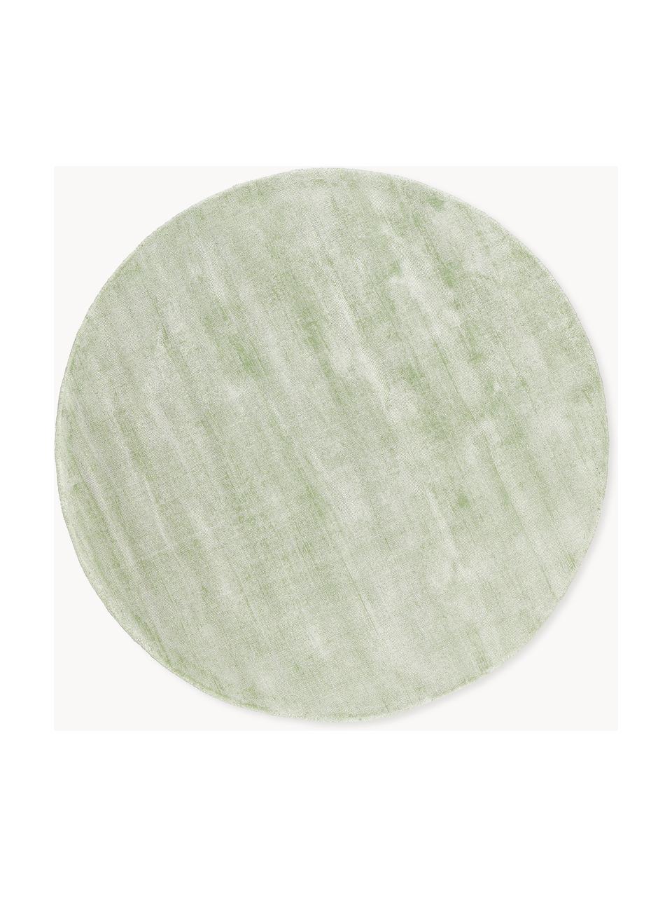 Tapis rond en viscose tissé main Jane, Vert sauge, Ø 150 cm (taille M)