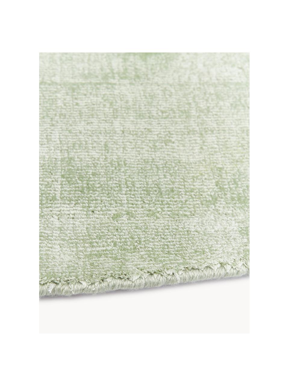 Ručně tkaný kulatý viskózový koberec Jane, Šalvějově zelená, Ø 150 cm (velikost M)