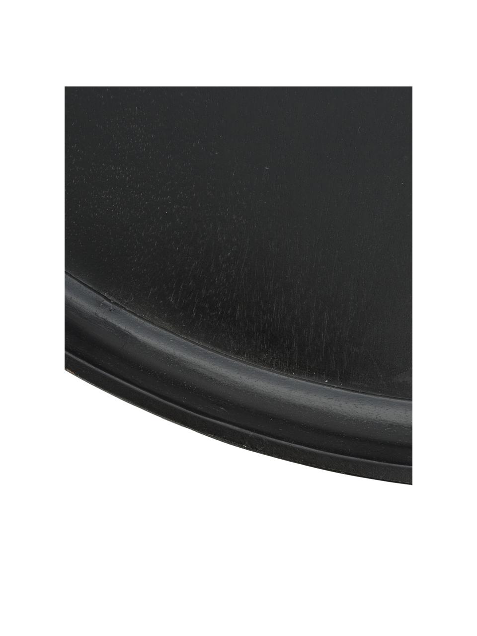 Runder Design-Couchtisch Bowl aus Mangoholz, Tischplatte: Mangoholz, lackiert, Beine: Stahl, pulverbeschichtet, Mangoholz schwarz, lackiert, Ø 75 x H 38 cm