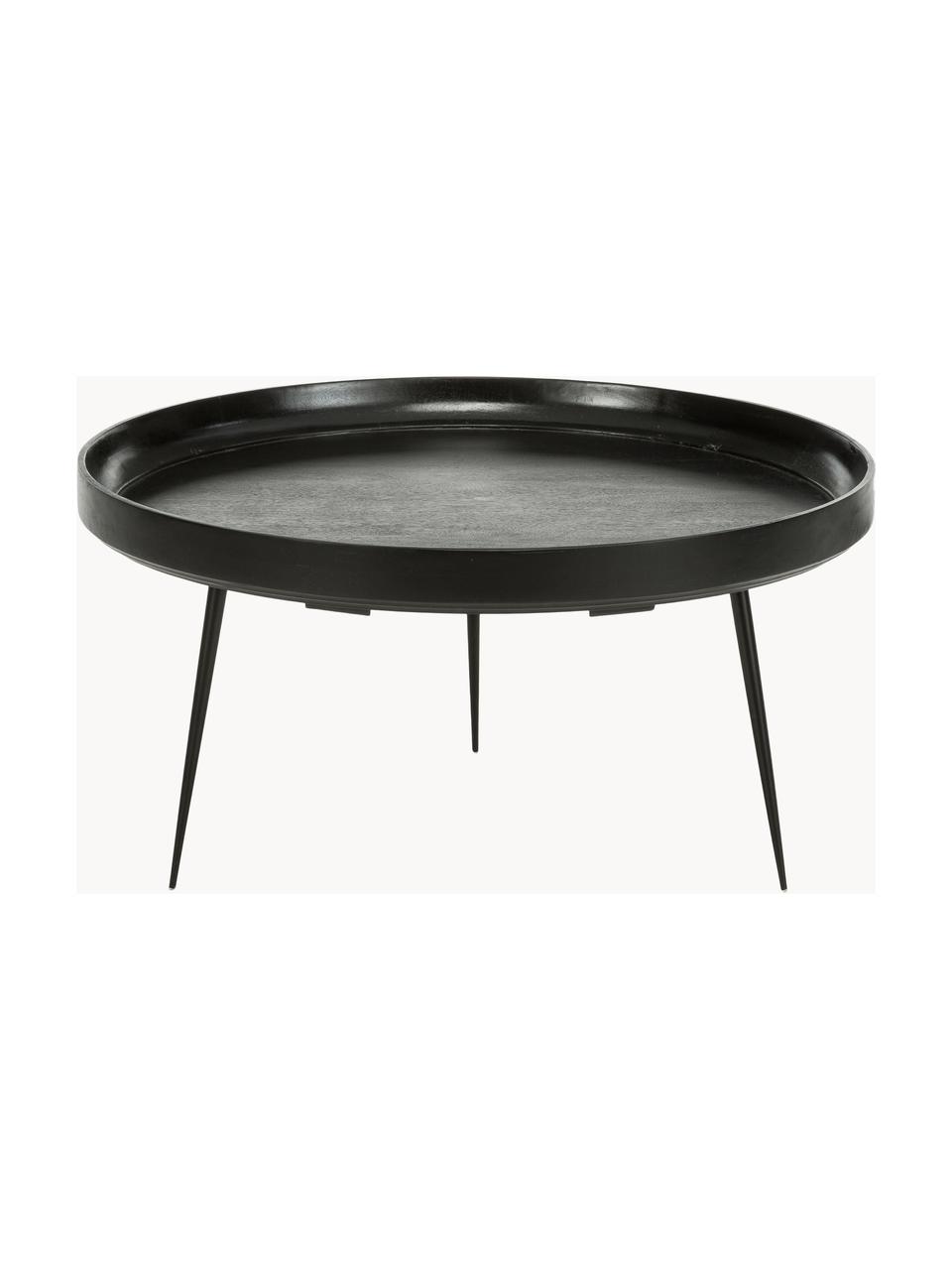 Mesa centro redonda de diseño Bowl, Tablero: madera de mango pintada, Patas: acero con pintura en polv, Madera de mango pintada negro, Ø 75 cm