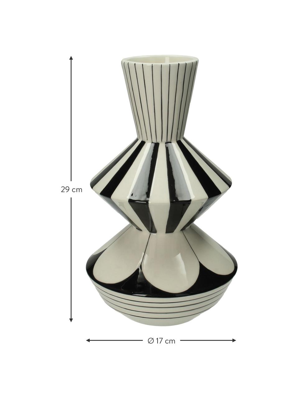 Vase Graphic, Steingut, Weiss, Schwarz, Ø 17 x H 29 cm