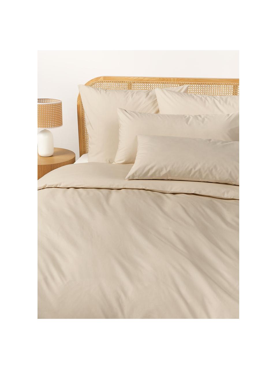 Funda de almohada de percal Elsie, Beige, An 45 x L 110 cm