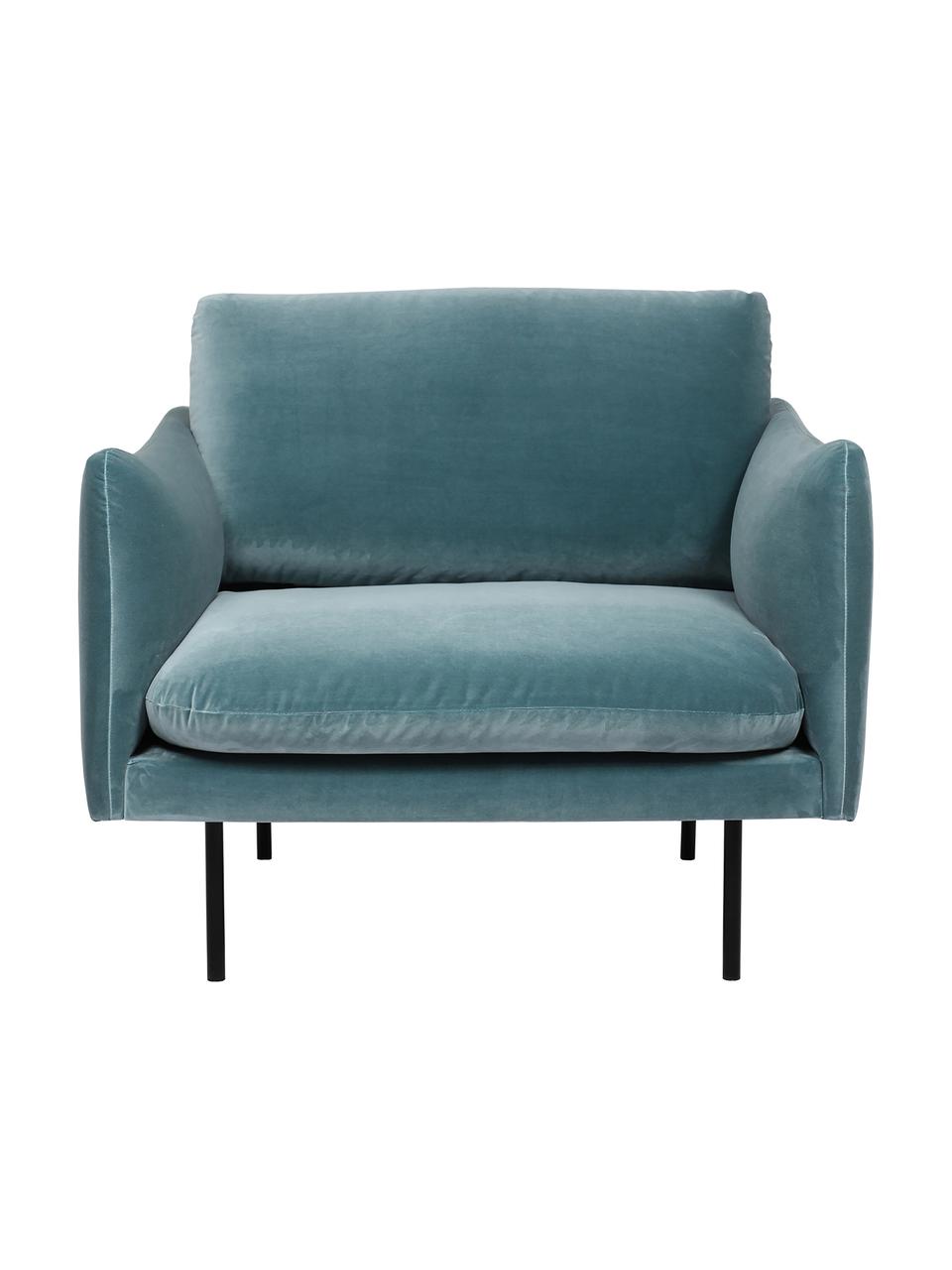 Sillón de terciopelo Moby, Tapizado: terciopelo (poliéster de , Estructura: madera de pino maciza, Patas: metal con pintura en polv, Terciopelo turquesa, An 90 x F 90 cm