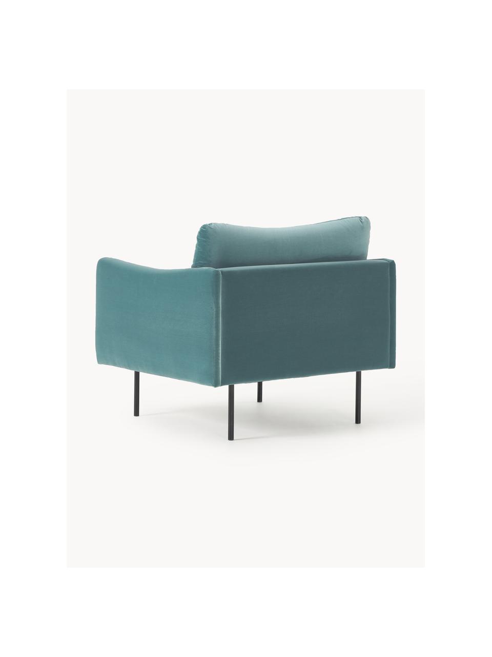 Fauteuil en velours Moby, Velours bleu pétrole, larg. 90 x prof. 90 cm