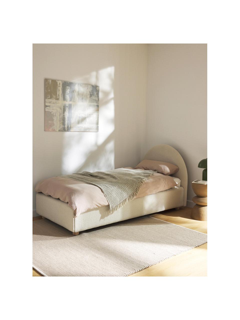 Jednolůžková bouclé postel Ebba, Béžová, Š 90 cm, D 200 cm