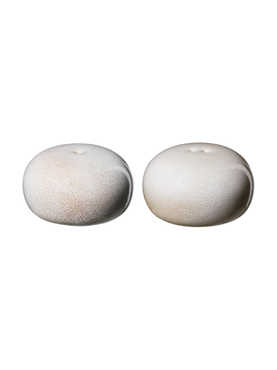 Salière et poivrière Saisons, 2 élém., Grès cérame, Tons beiges, Ø 5 x haut. 3 cm