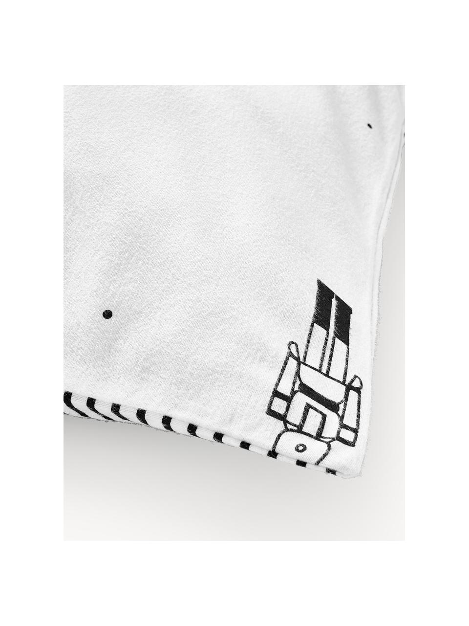 Omkeerbare flanellen kussenhoes Noan met notenkrakermotief in zwart/wit, Weeftechniek: flanel Flanel is een knuf, Zwart, wit, B 60 x L 70 cm