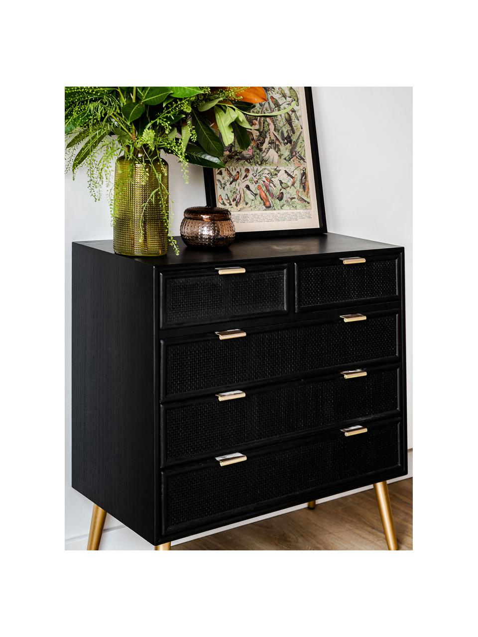 Commode rustique Cayetana, Noir, larg. 80 x haut. 81 cm