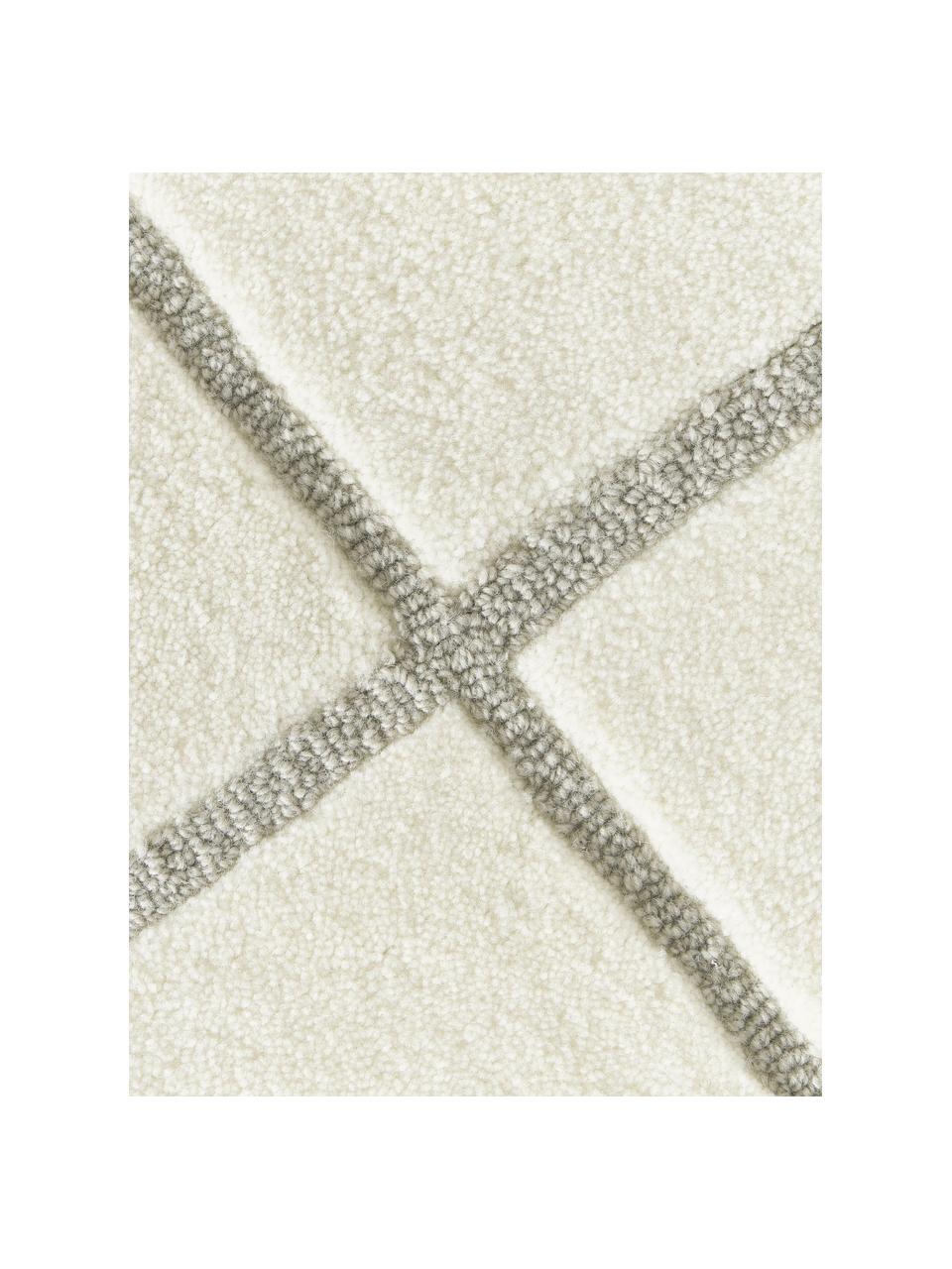 Handgetufteter Wollteppich Kallie, Flor: 100 % Wolle, RWS-zertifiz, Off White, Greige, B 80 x L 150 cm (Grösse XS)