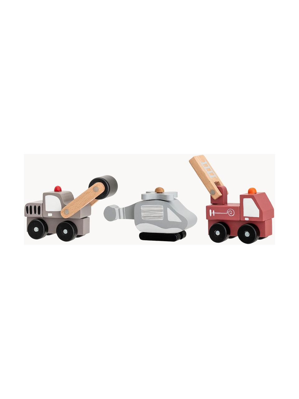 Spielzeugautos Bruno, 3er-Set, Mitteldichte Holzfaserplatte (MDF), Schichtholz, Metall, Bunt, Set mit verschiedenen Größen